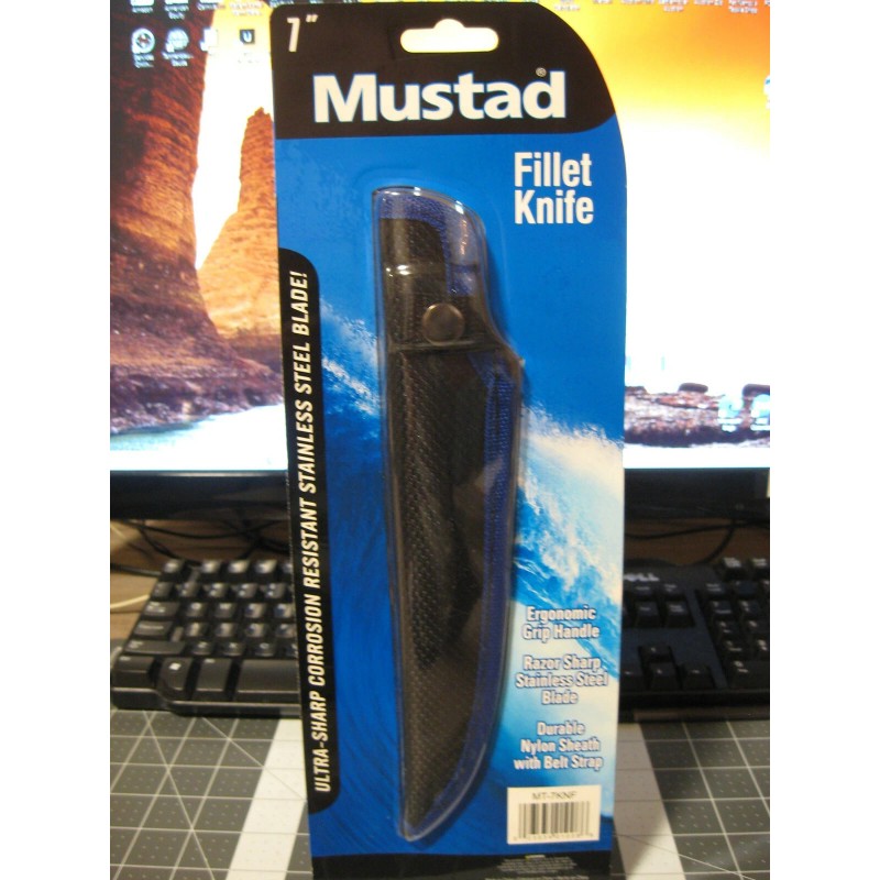 Mustad 7" Fillet Knife Razor Sharp SS Blade Plus Nylon