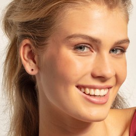 3mm Cut Solitaire Screw Back Birthstone Stud Earrings, Surgical Steel Hypoallergenic Cartilage Earrings Round Cubic Zirconia Stud Earrings (1.Jan-Garnet, Gold)