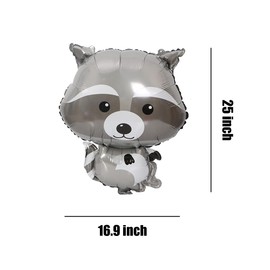 HORUIUS Raccoon Balloons Raccoon Shaped Foil Mylar Balloons for Baby Shower Kids' Boys Woodland Animals Theme Birthday Party Supplies Decorations 5PCS