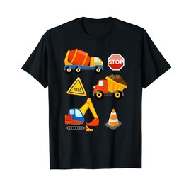 Dump Truck Excavator Cement Mixer Truck Toddler Boys Kids T-Shirt