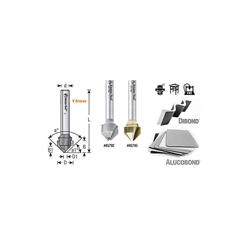 Amana Tool 45737 V-Groove 155 Deg. Folding for Aluminum Composite