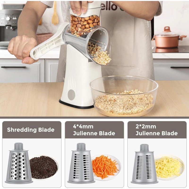 X Home 5-in-1 Rotary Cheese Grater w/ Handle, Manual Hand