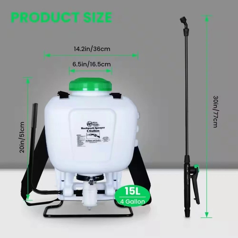 Unbranded 4-Gallon Backpack Sprayer with Padded Shoulder Strap for Pests
