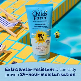 Childs Farm Kids & Baby Sun Cream SPF 50+ | UVA & UVB Very High Protection | Extra Water Resistant | Fragrance Free | Suitable for Dry, Sensitive & Eczema-Prone Skin, 100ml