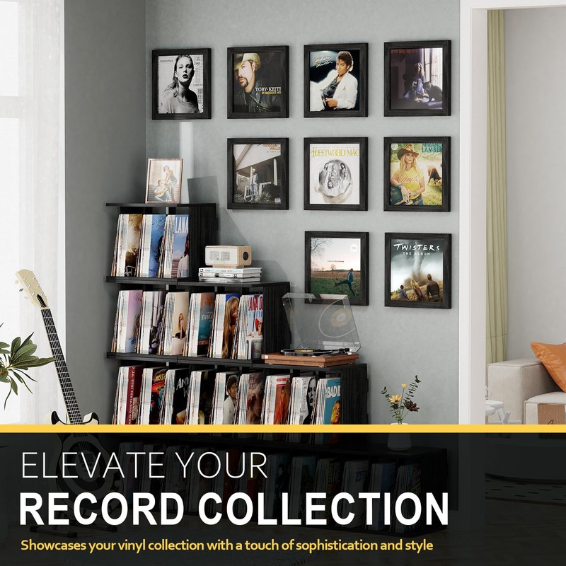Emfogo Vinyl Record Frame Wall Front Opening, 3-Pack Album Frames