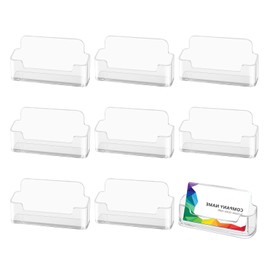 Doyeemei Acrylic Business Card Stand, Desktop Business Card Stand, (Set of 8), Desk Business Card Holder, Business Card Holder, Business Card Organizer, Large Capacity, Clear, Horizontal Stand,