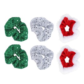 Lurrose 6pcs Christmas Hair Scrunchies Glitter Sequin Hair Bands Elastics Ponytail Holders Christmas Hair Accessories Christmas Party Favors Gifts