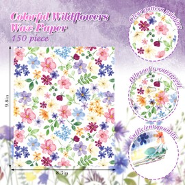 150 Sheets Watercolor Floral Deli Paper, 9.8 x 8.3in Flower Pattern Grease Resistant Proof Sandwich Wrap Paper Liners Greaseproof for Home Kitchen