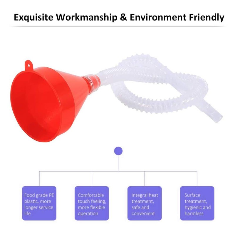 8cm Wide Mouth Funnel Universal Car Funnel Long Spout Flexible