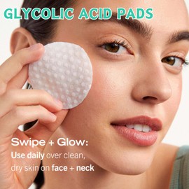 50 Pads Anti-Aging Glycolic Acid Resurfacing Pads 35%, Glycolic Acid Pads for Face and Body, Exfoliating Face Pads with Vitamins B5, C & E, Green Tea, Glycolic Acid Face Wash for Cleansing Peeling