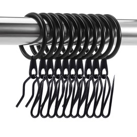 60 Pieces Metal Drapery Curtain Rings Curtain Hanging Rings and 60 Pieces Metal Curtain Drapery Pin Hooks for Window Curtain, Door Curtain and Shower Curtain, 30 mm Internal Diameter Curtain Rings