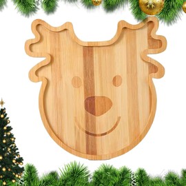 Christmas Holzteller - Weihnachtsbrett Mit Santa Und Rentier Motiv Für Käseplatten | Deko Servierteller Küchenhelfer Für Obst Dessert Käse Party Hochzeit Geburtstag