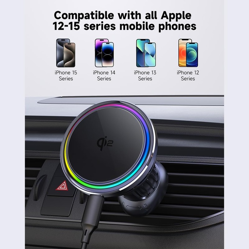 QI2 Certified + semiconductor Cooling car Magnetic Wireless Charging Stand