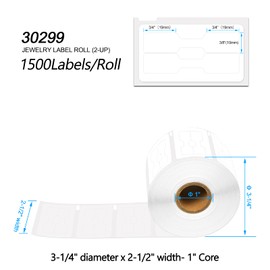 KCMYTONER 3 Rolls (1500 Labels/Roll) Compatible for DYMO 30299 3/8" x 3/4" Jewelry/Price Tag 2-up Labels Use with Dymo Labelwriter 450, 4XL and Zebra Printers