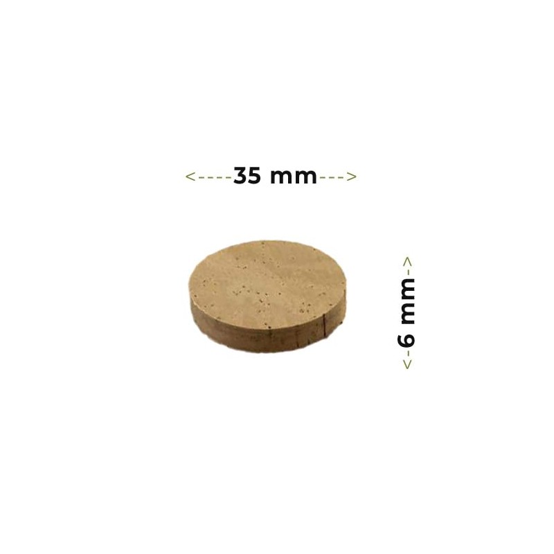 Cork Discs Diameter 35 mm 6 mm Thick Pack of