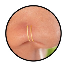 Tiny Gold Spiral Nose Ring - Snug Double Hoop Nose Piercing - 14K Gold Filled 7mm Ring - Thin Nose Piercing Hoops
