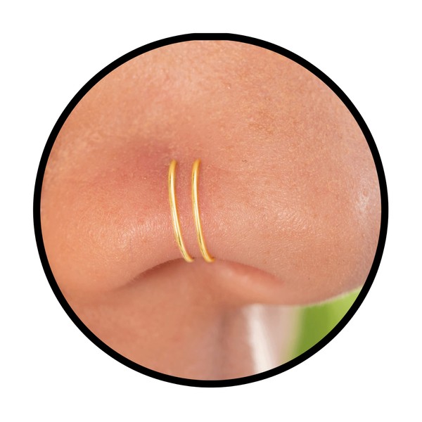 Tiny Gold Spiral Nose Ring - Snug Double Hoop Nose