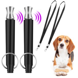 ICOUVA Dog Whistle [2 Pack], Professional Ultrasonic Dog Training Whistle With Lanyard Neck Strap Training Assistant for Recall and Barking Control