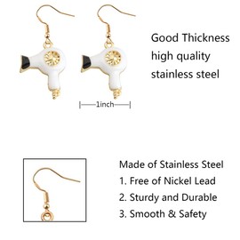 Hairdresser Blow Dryer Earrings Hairstylist Gifts Beautician Earrings Jewelry Cosmetology Graduation Stylist Gifts for Women (Gold)