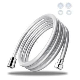 Shower Hose, Shower Hose, 3 Metres, PVC Shower Hose, Washing Machine High Pressure, with Sealing Ring and Sealing Lid for Replacement, Silver