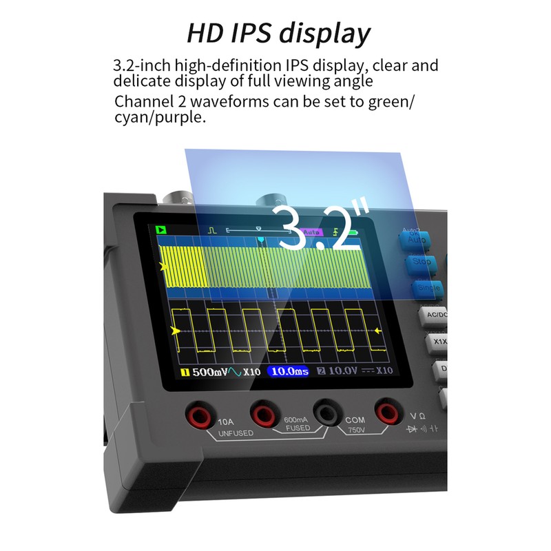 3 In1 Digital Oscilloscope 3.2in IPS Display 250MSa/s Sampling Rate