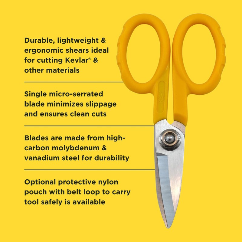 Miller KS-1 Yellow Fiber Optic Kevlar Scissors, Easily Portable Utility