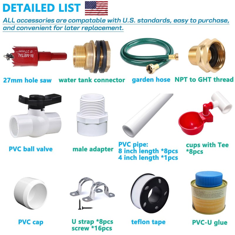 Automatic Chicken Watering System with PVC Pipe (Real Complete Set