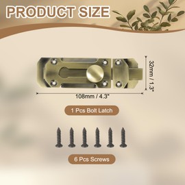 PATIKIL Barrel Bolt Latch, 4 Inch Solid Slide Door Lock Zinc Alloy Security Bolt Latch Vintage Gate Latches for Barn Warehouse, Bronze