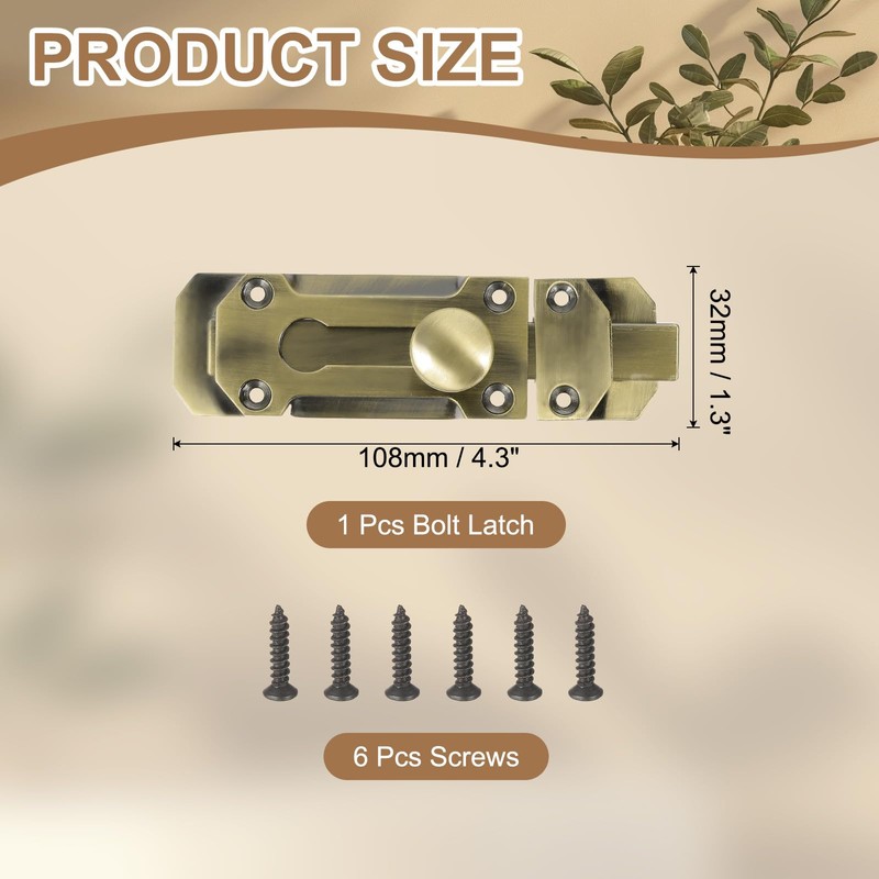 PATIKIL Barrel Bolt Latch, 4 Inch Solid Slide Door Lock