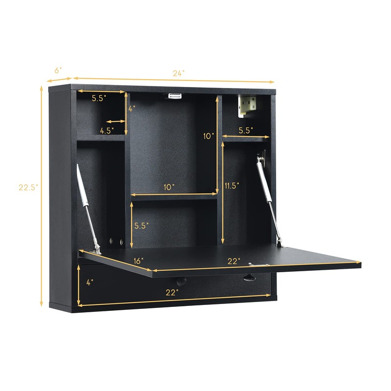 Tangkula Pneumatic Floating Desk - Wall Mounted Laptop Desk with