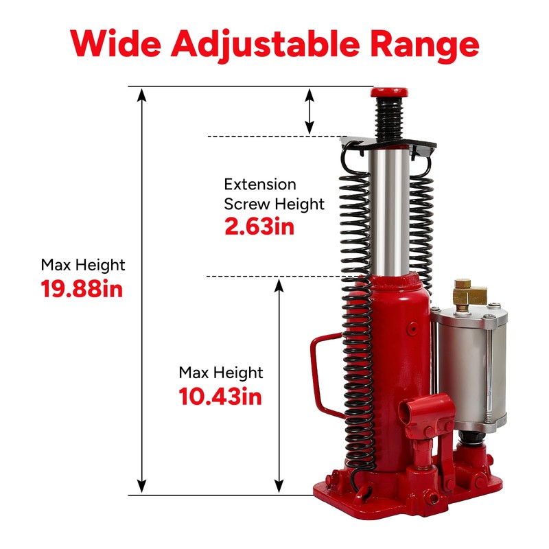 Air Hydraulic Bottle Jack, 12 Ton (26455) lbs Hydraulic Bottle