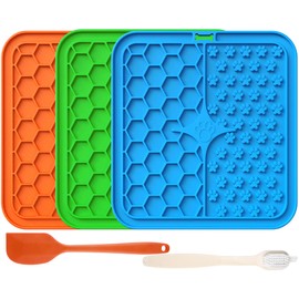 Licky Mats Slow Feeder for Dogs and Cats, Premium Lick Pad with Suction Cups for Dog Anxiety Relief, Slow Feeder Dog Bowls, Bathing, Grooming and Training, 3 Pack