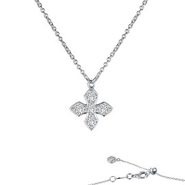 Lafonn Classic Sterling Silver Platinum Plated Simulated Diamond Necklace (0.5 CTTW)