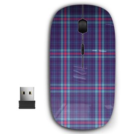KAWAMOUSE 2.4G Ergonomic Portable USB Wireless Mouse for PC, Laptop, Computer, Notebook with Nano Receiver (Tartan Plaid)