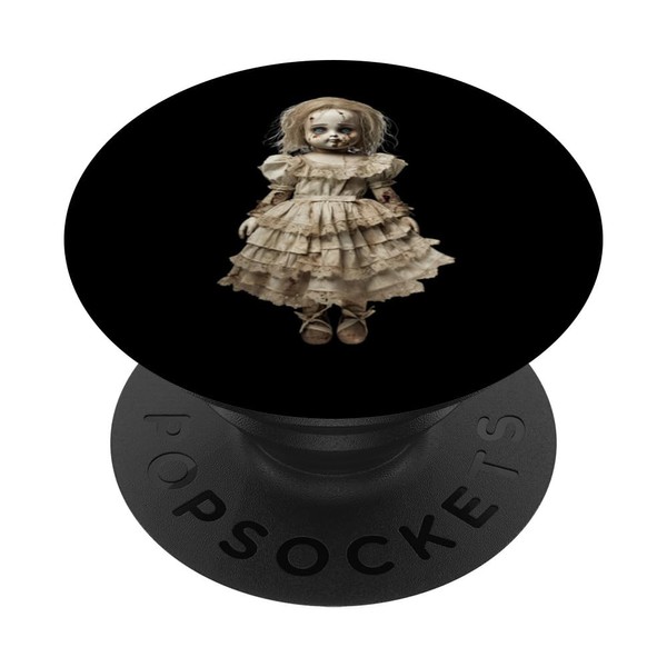 Creepy Antique Doll with Distressed Victorian Look Art PopSockets Adhesive
