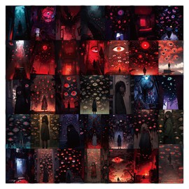 Pack of 60 Evil Eye Stickers Vinyl Waterproof Horror Eye Stickers for Skateboard Laptop Phone Luggage Car Guitar Motorcycle Computer Cartoon Aesthetic Stickers for Teenagers Children Adults