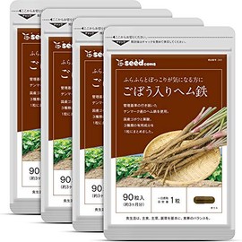 シードコムス 国産 ごぼう入り ヘム鉄 葉酸 サプリメント (約12ヶ月分 360粒)