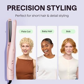 Wavytalk 0.65" Pencil Flat Iron, Cool Curl Pencil, Small Airflow Styler and Straightener for Short Hair, Pixie Cut and Edges, Curling Iron for Short H
