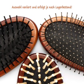 com-four® 3 x Wooden Hair Brush - Environmentally Friendly Brush for Men, Women, Children - Wooden Hair Brush with Various Bristles [Selection Varies] (Set of 3) (Brown)