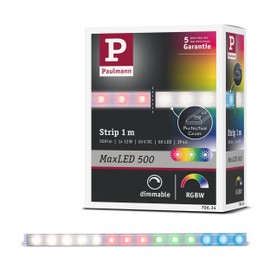 Paulmann 70634 LED Stripe MaxLED 500 RGBW beschichtet LED Stripe 1 m Farbsteuerung 12W Lichtband Farbwechselfunktion, Silber