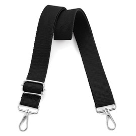 Hamdecro Wide Purse Strap Replacement Crossbody Shoulder Bag, Universal Adjustable Straps for Bags, Silver Buckle - Black