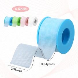 Chanumetal 4 Rolls Eyelash Tape, Lash Tape for Eyelash Extensions, Breathabl Lash Extension Supplies Easy Tear for Make Up/Lips/Eye Shadow/DIY, 0.98 Inch x 3.9 Yard/Roll (Four Colors)