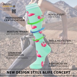 fenglaoda Compression Socks Women Men 6 Pairs, Knee High Best Support Circulation Socks for Running, Travel, Flight, Nurse