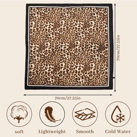 mtuihfo Square Scarf, Neck Scarf for Women Satin Head Leopard Print Stylish Spring Head Scarf for Beach Travel Vacation Sports Gifts (70X70 CM)