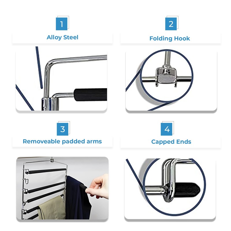 USTECH Arm Pants Hanger-8 Tier, Multi Tier Swing Hanger with