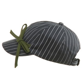 e4Hats.com Ladies White Stripe 6 Panel Newsboy Hat - Grey OSFM