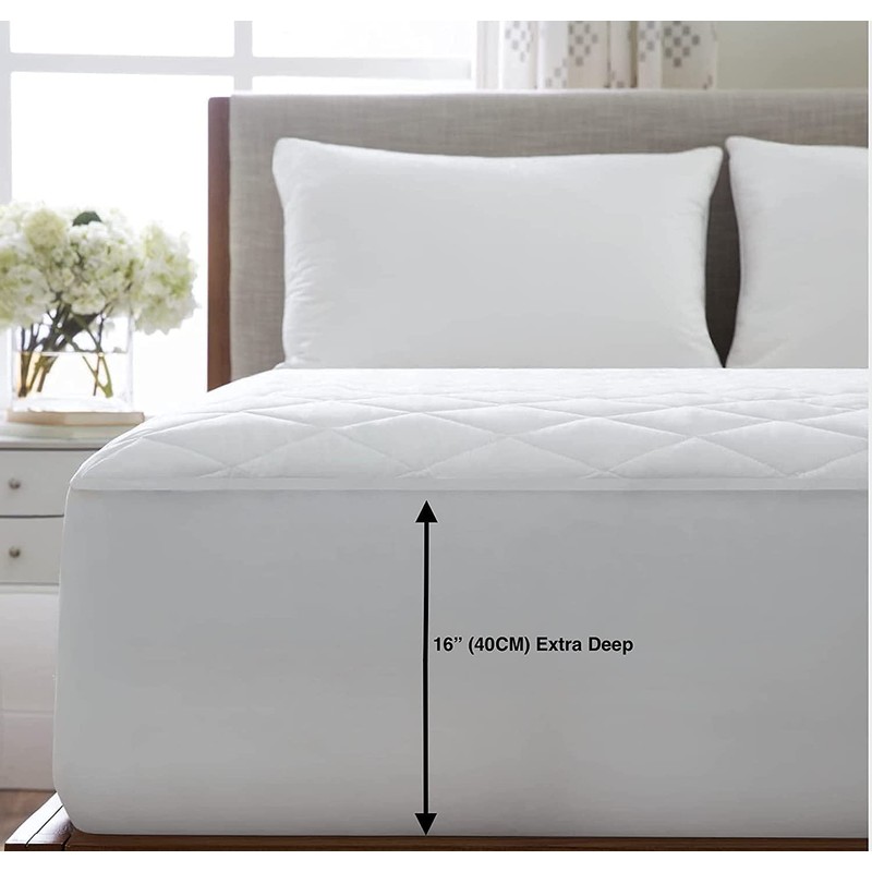 Luxury Nights Waterproof Mattress Protector 100% Cotton 40cm Extra Deep