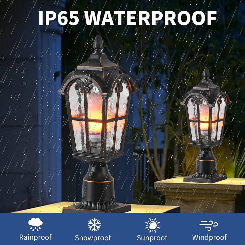 LONEDRUID Dusk to Dawn Outdoor Lamp Post Lights Waterproof Exterior