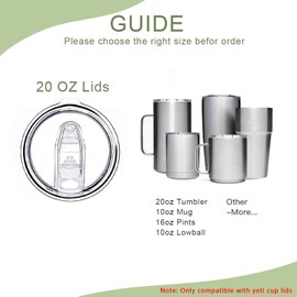 20 oz Spill Proof Tumbler Lid Replacement Lids Compatible for YETI 20 oz Tumbler, 10/24 oz Mug and 10 oz Lowball, 2 Pack Travel Spill Proof Cup Lids Covers, Replacement Lids for Tumblers