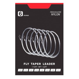 Raprance Pre-Tied Loop Tapered Leader Fly Fishing Leader 6 Pack, 7.5FT,Nylon Clear Fly Line Leader 4X